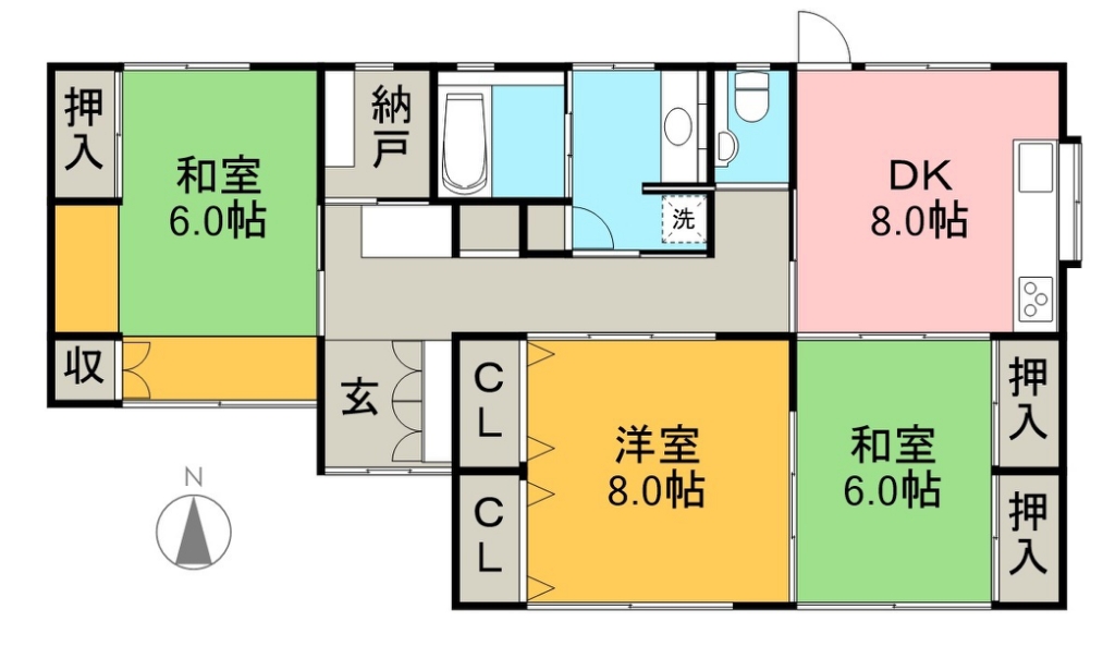 朝倉本町１丁目Ｏ平屋 間取り