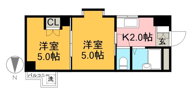 カルム桟橋 205号室 間取り