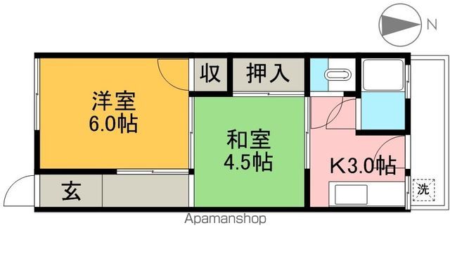 白樺荘 206号室 間取り