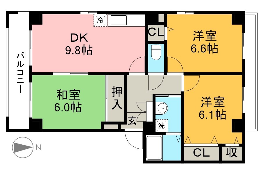 フィネスあざみの 301号室 間取り