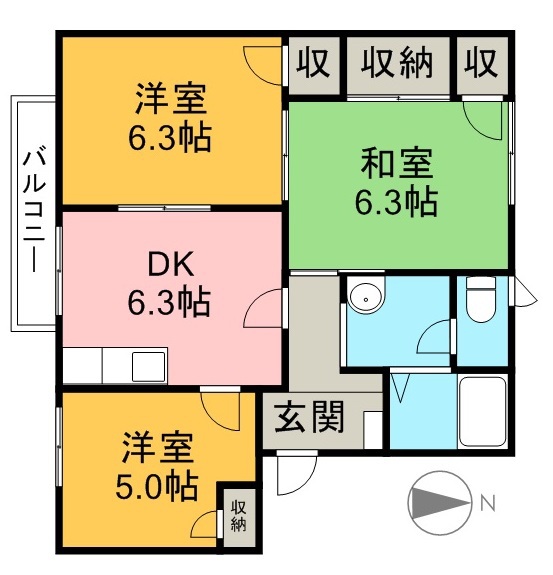 クレセントガーデン　Ｂ棟 102号室 間取り