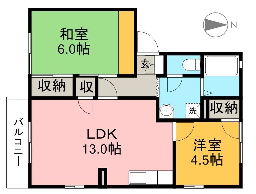 フジパレス高知　Ｅ棟 201号室 間取り