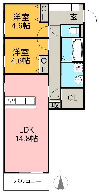 リーヴァかもべⅡ 106号室 間取り