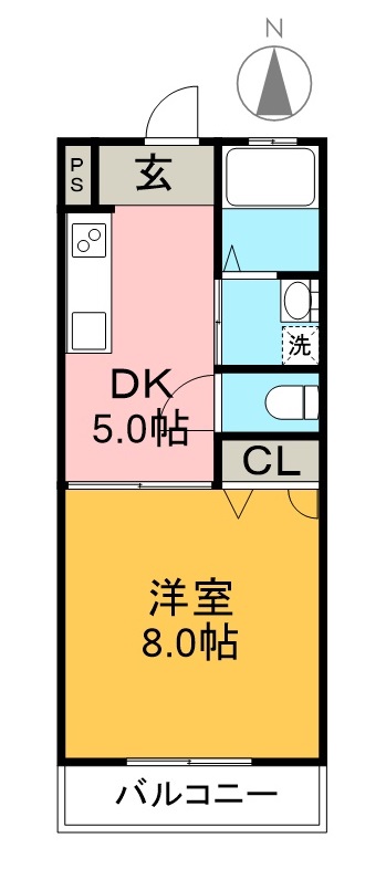 カーサブライト 202号室 間取り