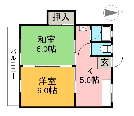 サンハイツＮＫⅡ 1C号室 間取り