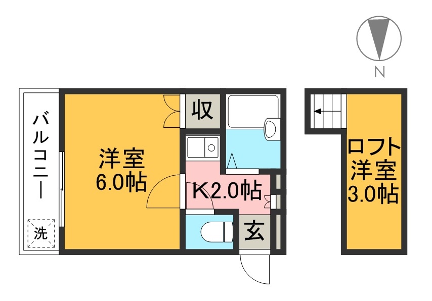 アムール新本町 203号室 間取り