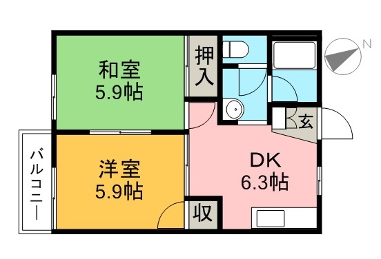 サンライズ伊藤　Ｂ棟 202号室 間取り