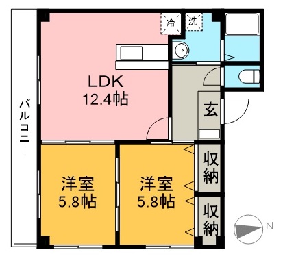 フォブール岡村 301号室 間取り