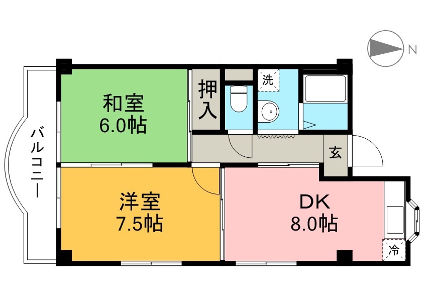 ハイツ　ハピィバリーⅠ　北棟 207号室 間取り