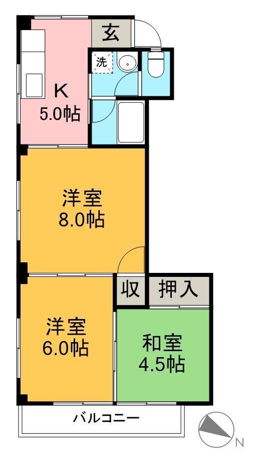 プラムガーデン 201号室 間取り