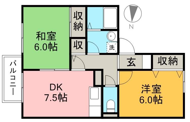 ルミエール　Ⅲ棟（南国市緑ヶ丘） 101号室 間取り