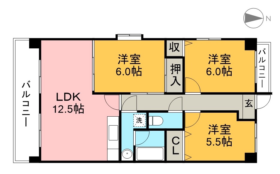 クレスト廿代 701号室 間取り