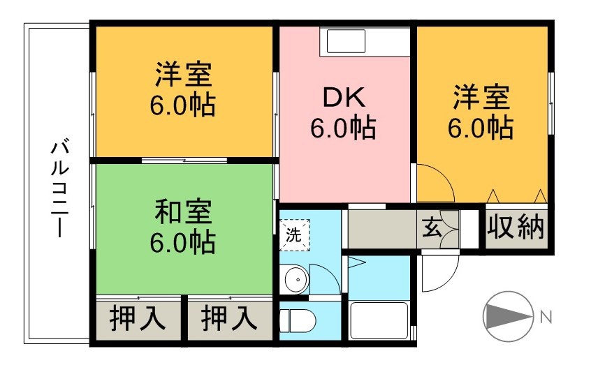 ハイツファミール　Ｂ棟 202号室 間取り