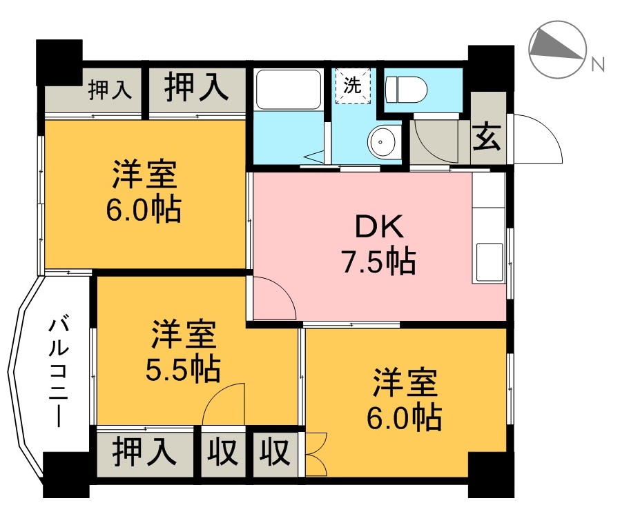 岡林マンション 206号室 間取り