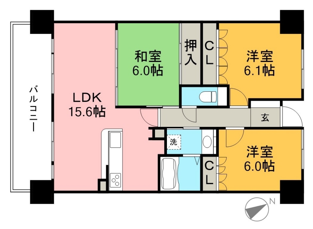 サーパス新田 1303号室 間取り