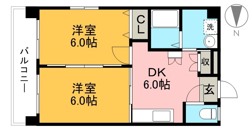 ヴィラ鯉ノ丸　Ⅱ 402号室 間取り