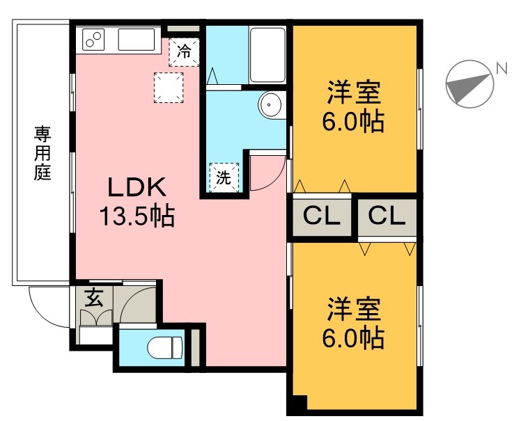 セジュールセントレ 103号室 間取り