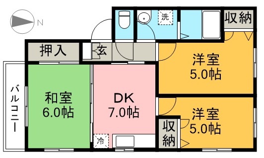 グリーンパレス福井　Ａ棟 202号室 間取り