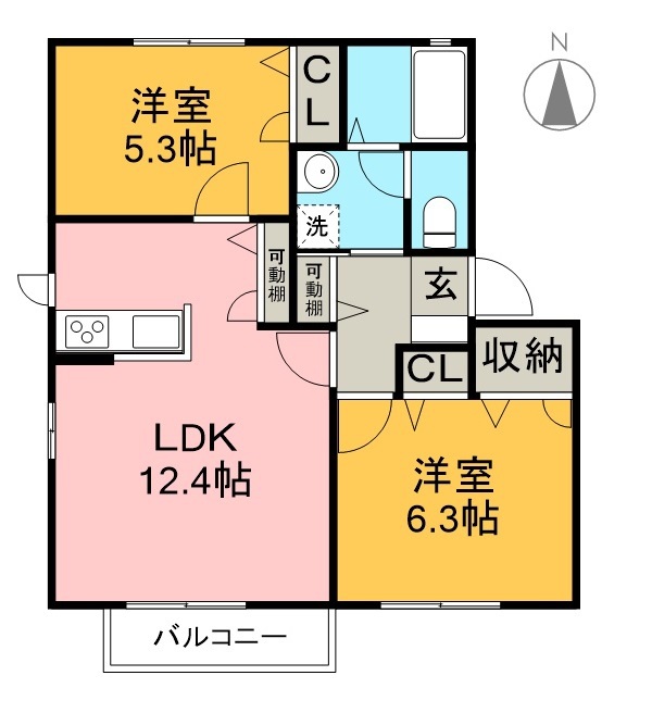 シャーメゾン　ミロワール 201号室 間取り