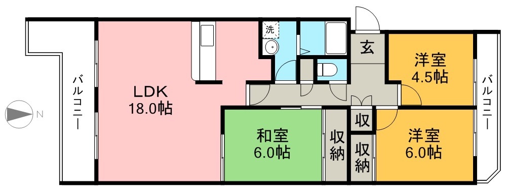 城山清涼ハイツ　５号棟 1C号室 間取り