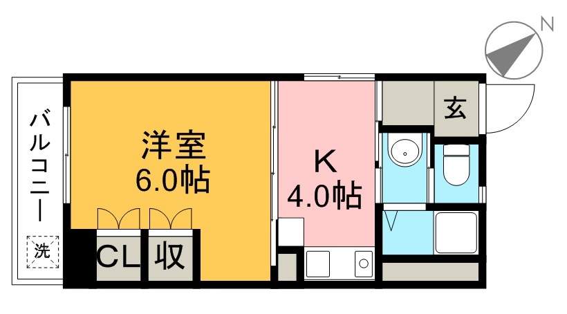 コスモハイツ高須２Ｂ 間取り図