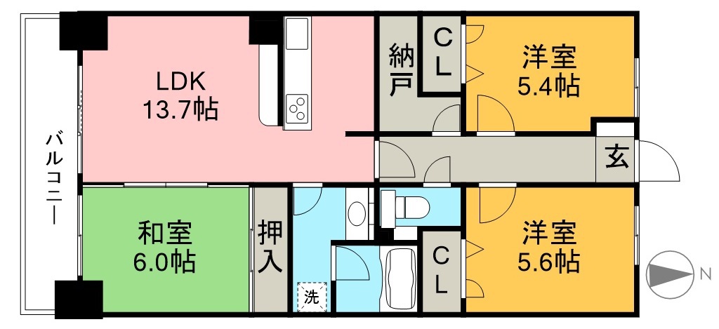 アルファステイツ北本町弐番館 305号室 間取り