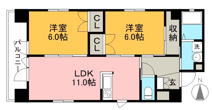 クレアフジモト 301号室 間取り