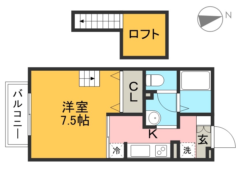 ミントグリーン 205号室 間取り