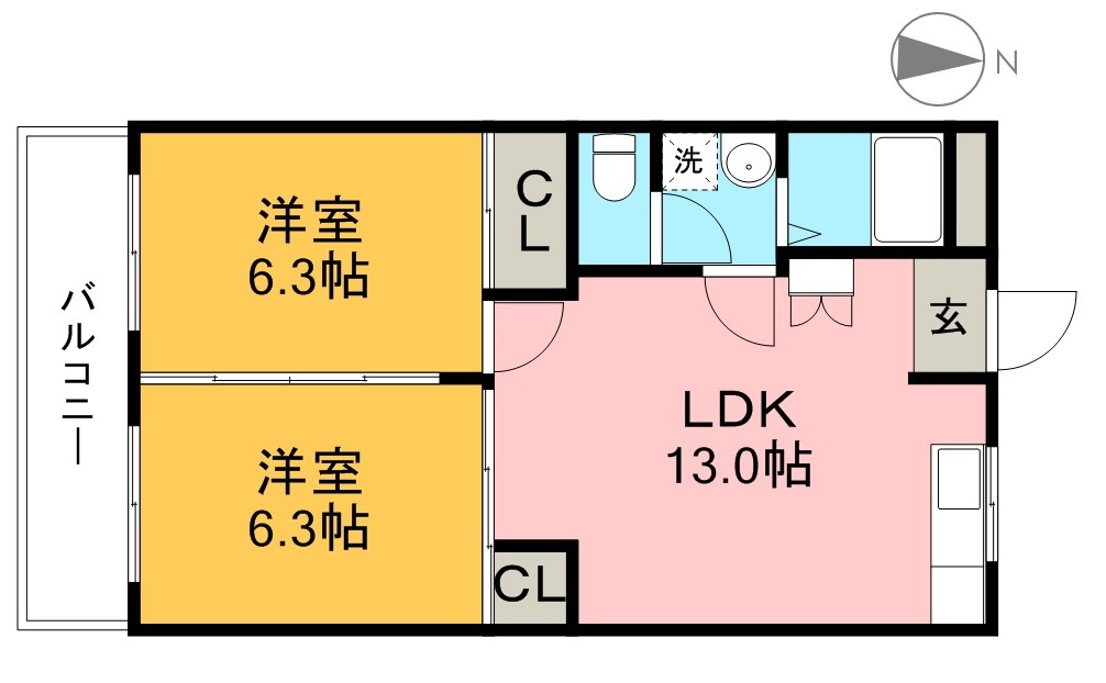 ガーデンハイツ永野Ⅲ　Ｂ棟 間取り図