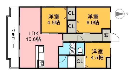 ガーデンハイツ永野Ⅲ　Ａ棟 間取り図