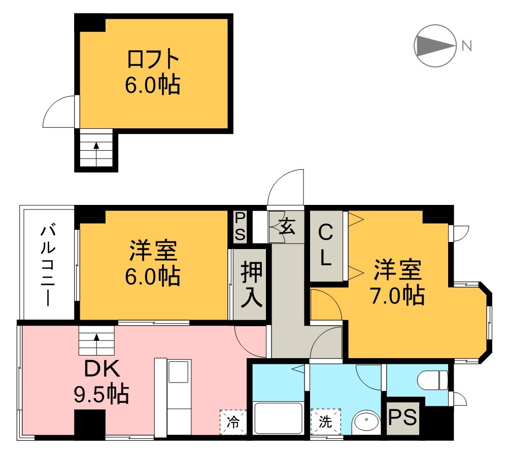 ツインズ一ツ橋 402号室 間取り