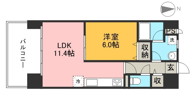 Ｌｏｔｕｓ　Ｃｏｕｒｔ 402号室 間取り