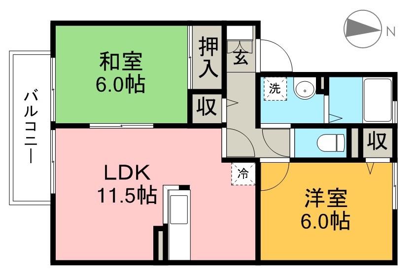 シャンポール　Ⅱ 202号室 間取り