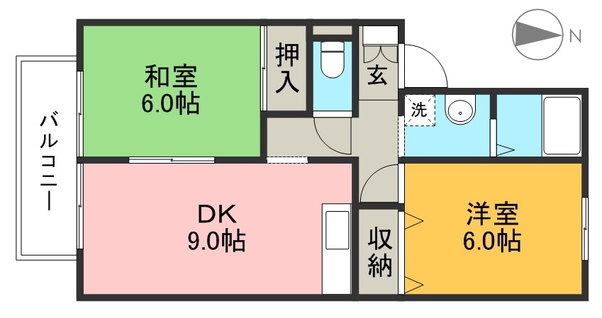 セジュールＡＺＯＮＯ　Ａ棟 202号室 間取り