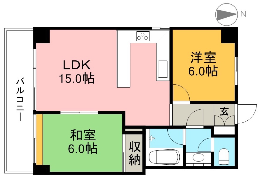 風林館 502号室 間取り