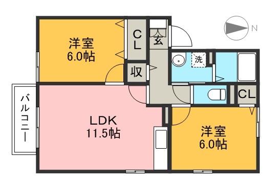 セジュールサヒア 201号室 間取り