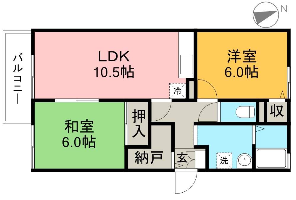 セジュール妙見　Ｂ棟 201号室 間取り