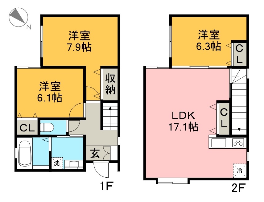 潮新町１丁目戸建賃貸 間取り図