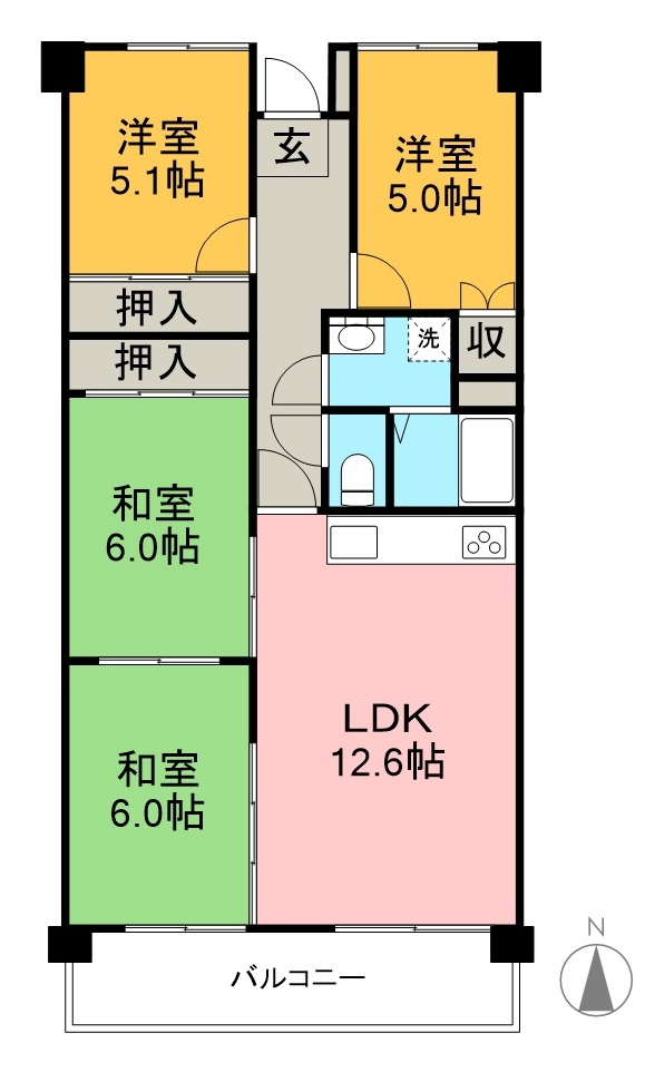 アーネスト能茶山 403号室 間取り