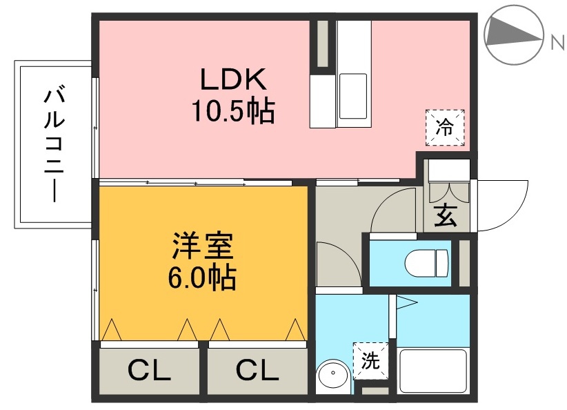 コモド伊勢崎 102号室 間取り