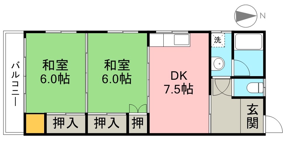 山茶花ハイツ 12号室 間取り