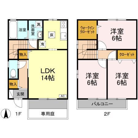 リビングタウン万々　Ａ棟 101号室 間取り