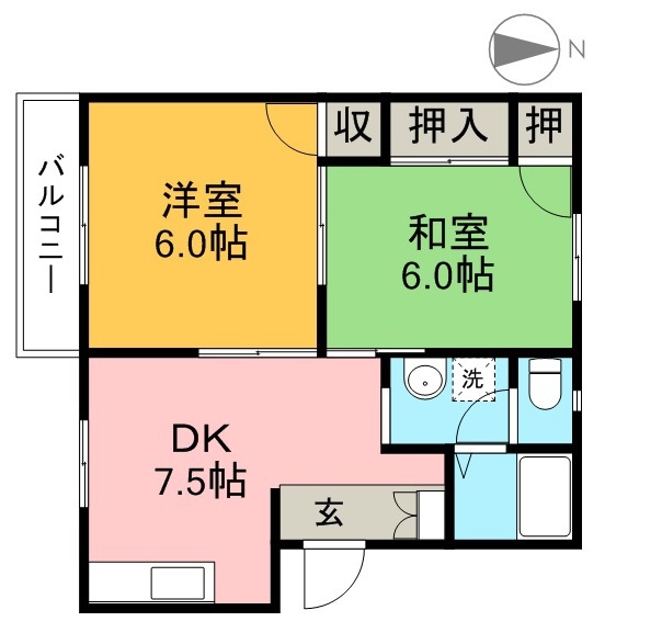 寿ハイツ　Ａ棟 203号室 間取り