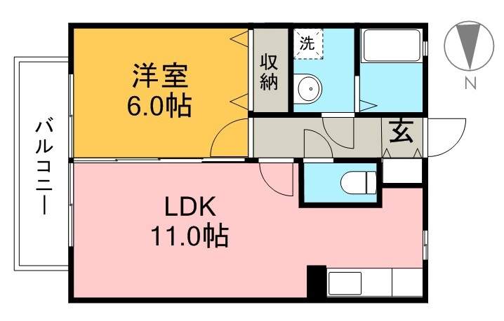 かもべ宮ノ丸 102号室 間取り