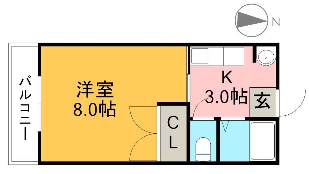 スカイハイツ 102号室 間取り