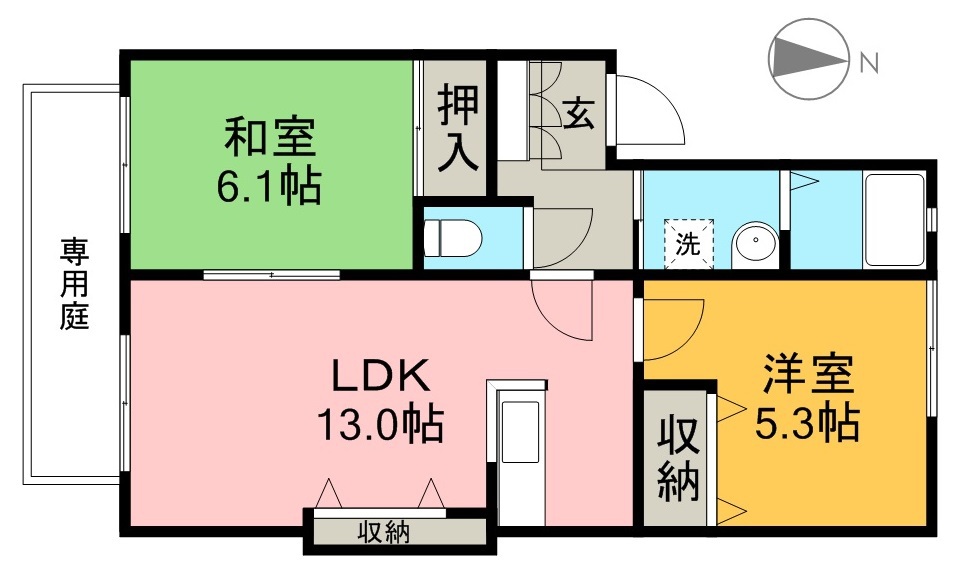 クレール林崎　Ｂ棟 102号室 間取り