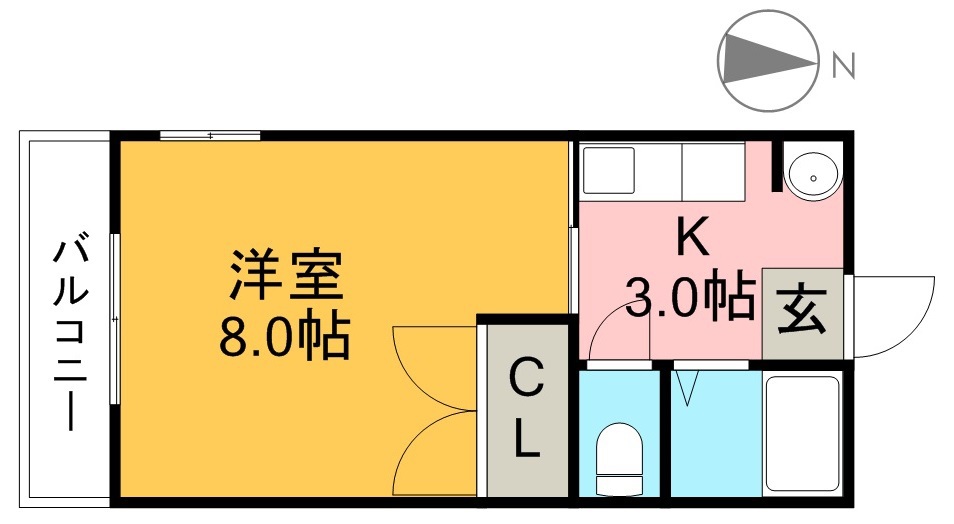 スカイハイツ 103号室 間取り