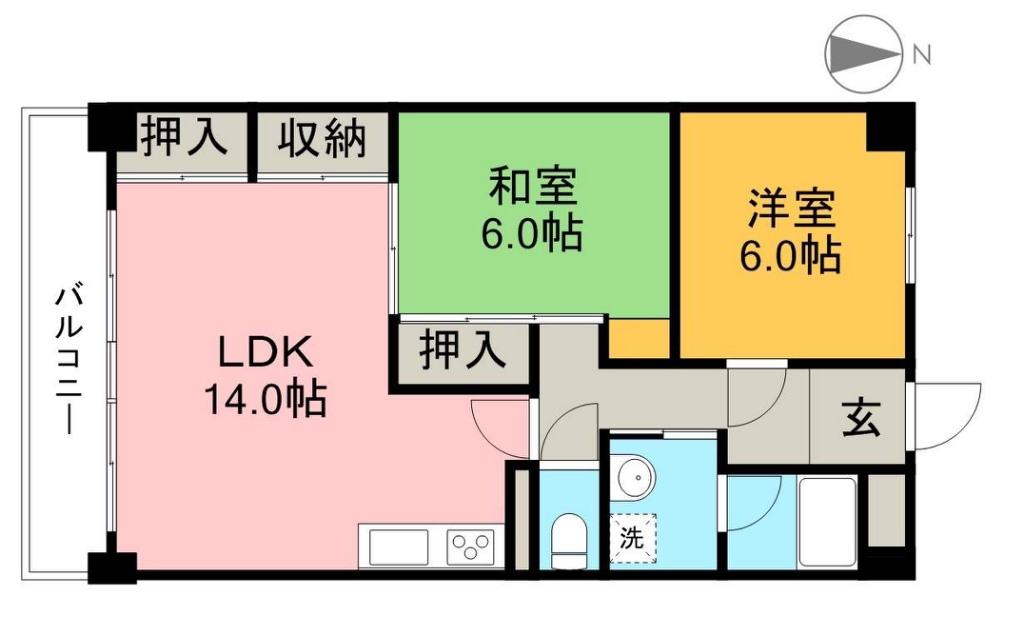 サンコート桟橋南 6C号室 間取り