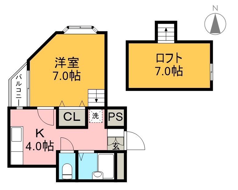 八反町ウイング 401号室 間取り