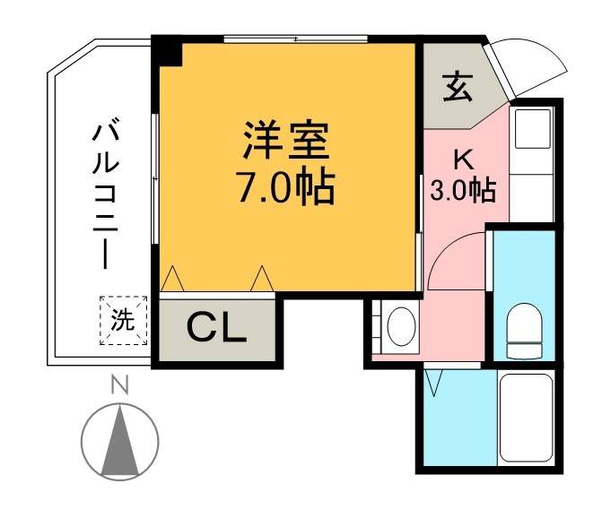 グランコートアサクラ 305号室 間取り